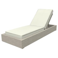 Brixton Teak Chaise Lounge 'Grade A' Wire Brushed Weathered Gray, Canvas Natural