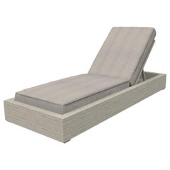 Brixton Teak Chaise Lounge 'Grade A' Wire Brushed Weathered Gray, Cast Silver