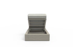 Brixton Teak Chaise Lounge'Grade A': Wire Brushed Weathered Gray, Canvas Granite