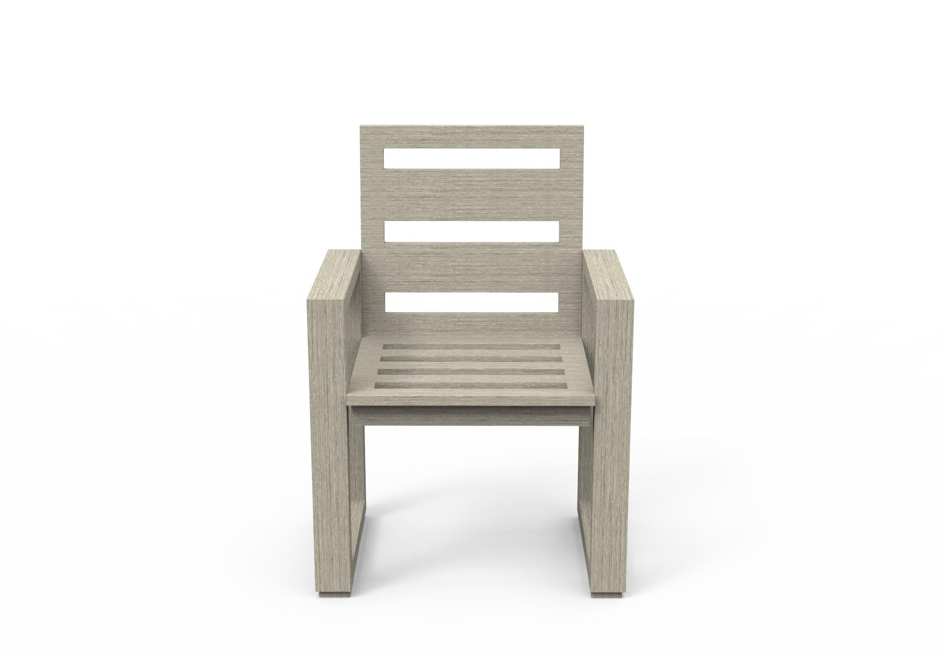 Modern Brixton Teak Dining Chair 'Grade A' Wire Brushed Weathered Gray For Sale