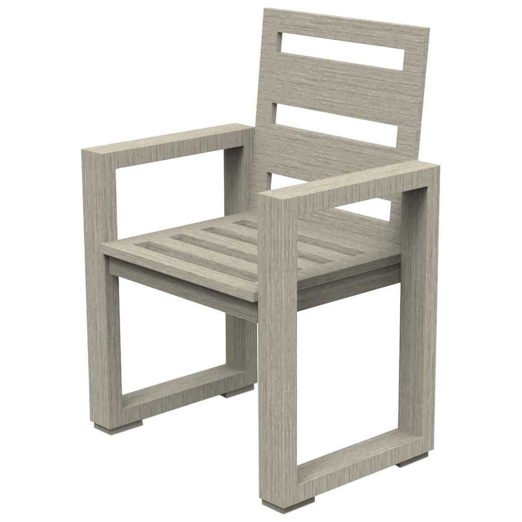 Brixton Teak Dining Chair 'Grade A' Wire Brushed Weathered Gray For Sale