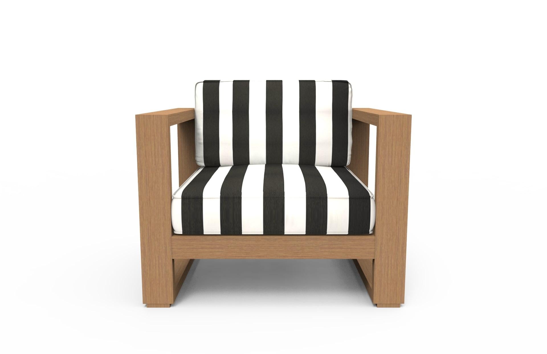 Modern Brixton Teak Lounge Chair 'Grade A': Wire Brushed Natural Wood, Cabana Classic For Sale