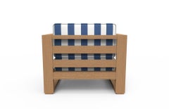 Brixton Teak Lounge Chair 'Grade A': Wire Brushed Natural Wood, Cabana Regatta