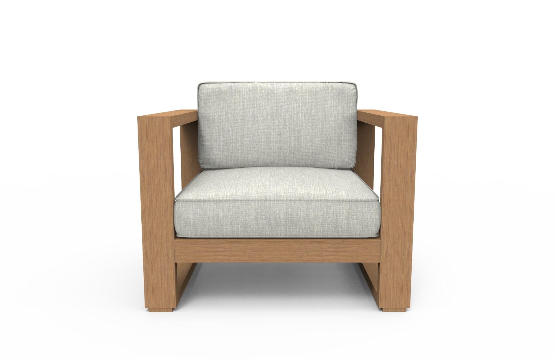 Modern Brixton Teak Lounge Chair 'Grade A': Wire Brushed Natural Wood, Canvas Granite For Sale
