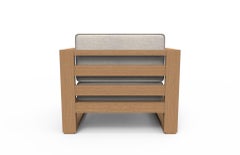 Brixton Teak Lounge Chair 'Grade A': Wire Brushed Natural Wood, Cast Silver