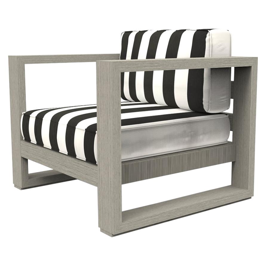 Brixton Teak Lounge Chair 'Grade A' Wire Brushed Weathered Gray, Cabana Classic For Sale