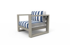 Brixton Teak Lounge Chair 'Grade A' Wire Brushed Weathered Gray, Cabana Regatta