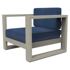 Brixton Teak Lounge Chair 
Grade A
 Wire Brushed Weathered Gray, Canvas Navy