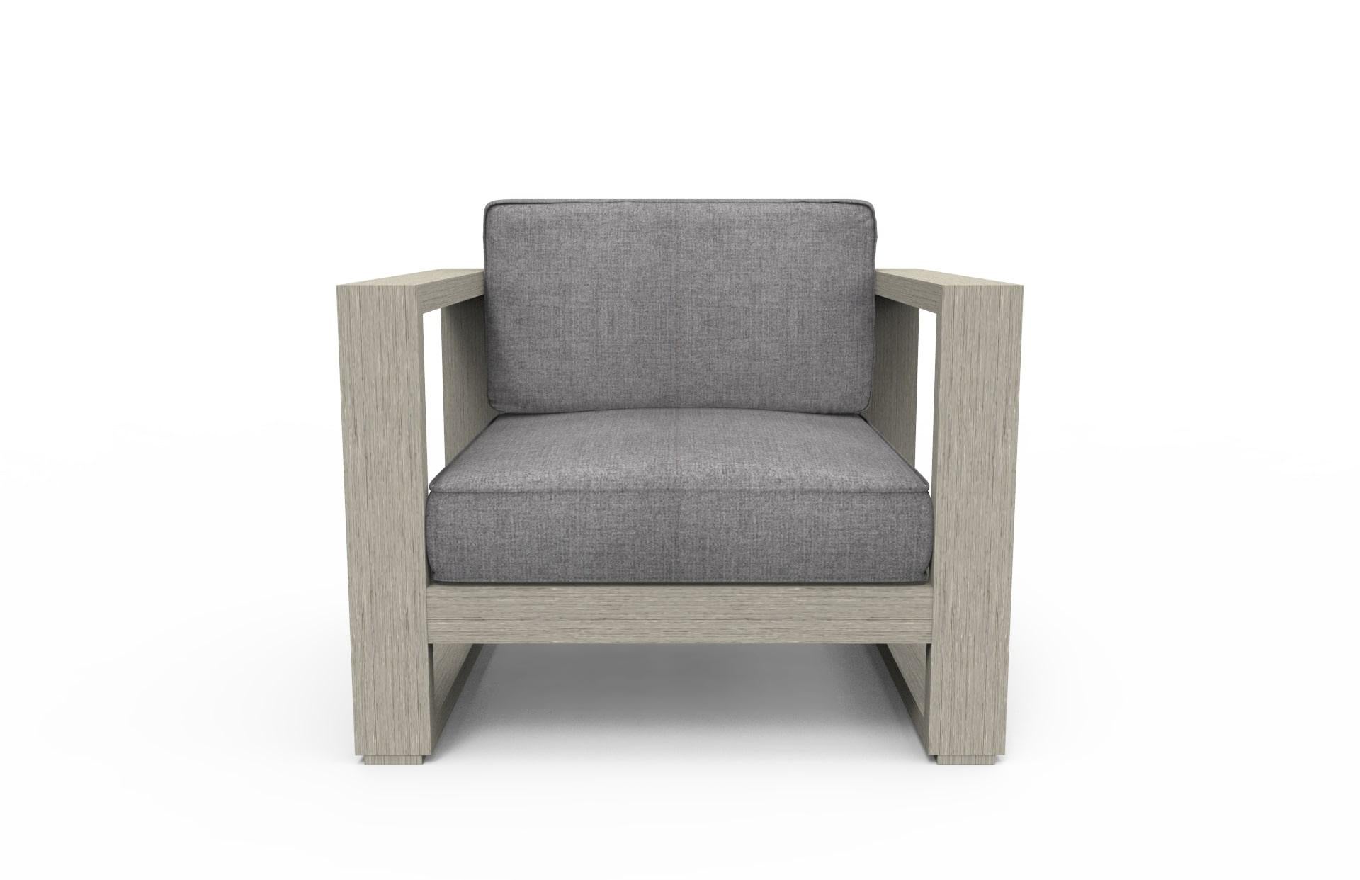 Modern Brixton Teak Lounge Chair 'Grade A': Wire Brushed Weathered Gray, Cast Slate For Sale