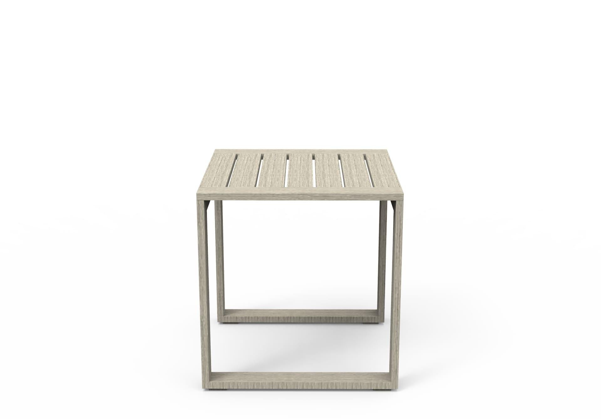 Modern Brixton Teak Side Table 'Grade A' Wire Brushed Natural Wood For Sale