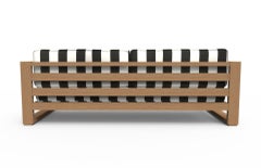 Brixton Teak Sofa 'Grade A': Wire Brushed Natural Wood, Cabana Classic