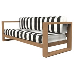 Brixton Teak Sofa 'Grade A': Wire Brushed Natural Wood, Cabana Classic