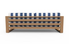 Brixton Teak Sofa 'Grade A': Wire Brushed Natural Wood, Cabana Regatta