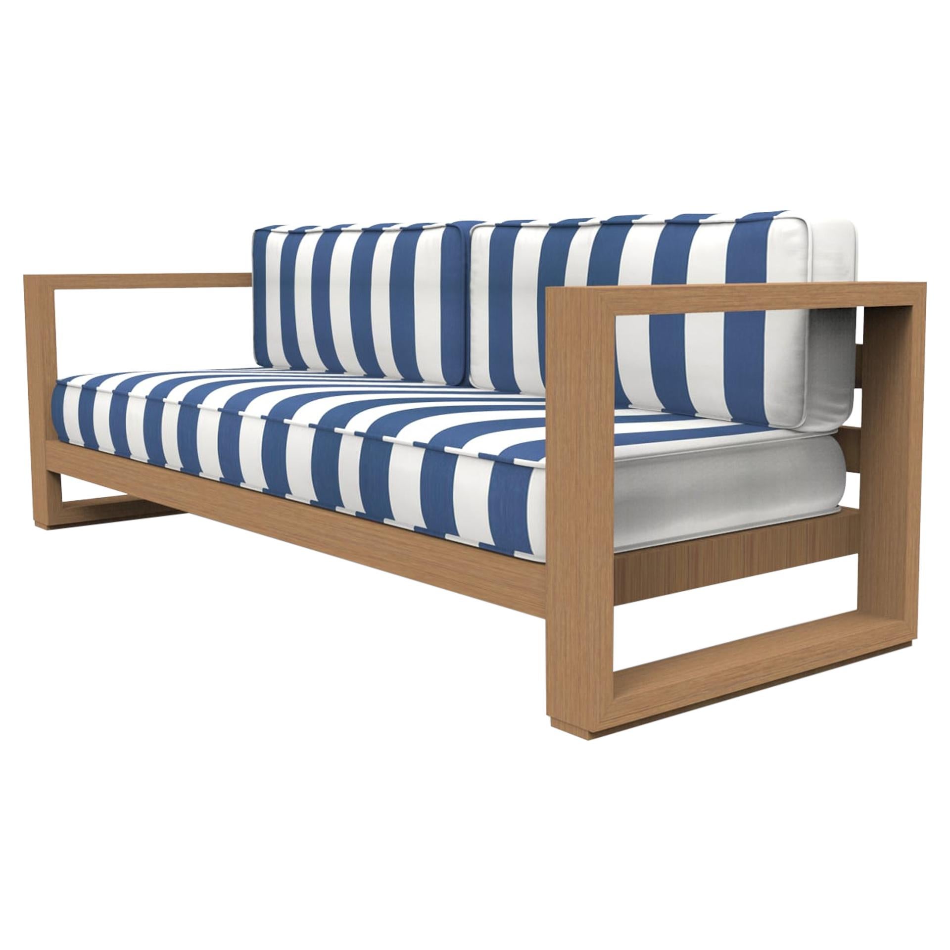 Brixton Teak Sofa 'Grade A': Wire Brushed Natural Wood, Cabana Regatta For Sale