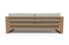 Brixtom Teak Sofa 'Grade A': Wire Brushed Natural Wood, Canvas Granite