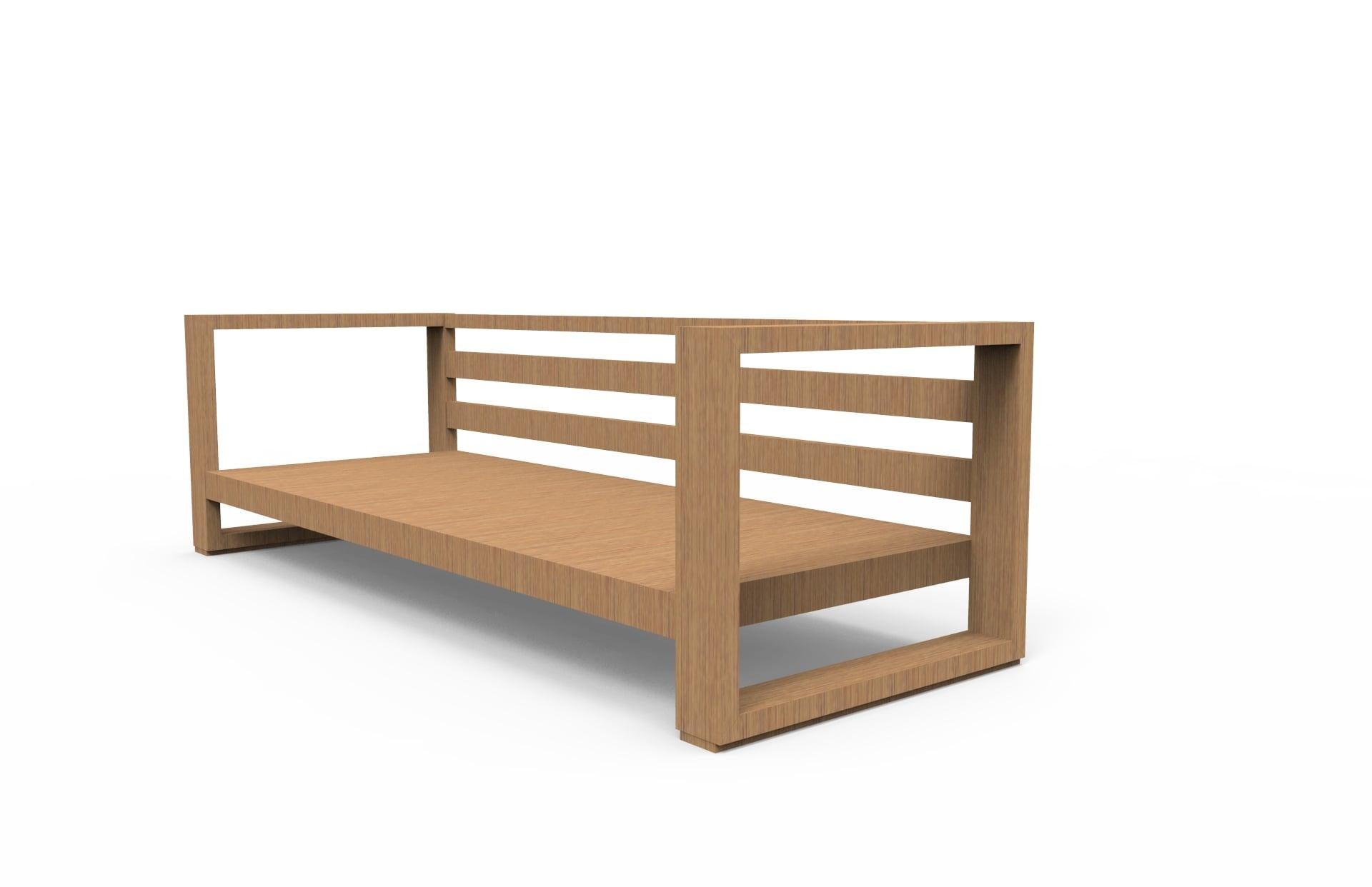 Hand-Crafted Brixton Teak Sofa 'Grade a' Wire Brushed Natural Wood, Canvas Natural For Sale