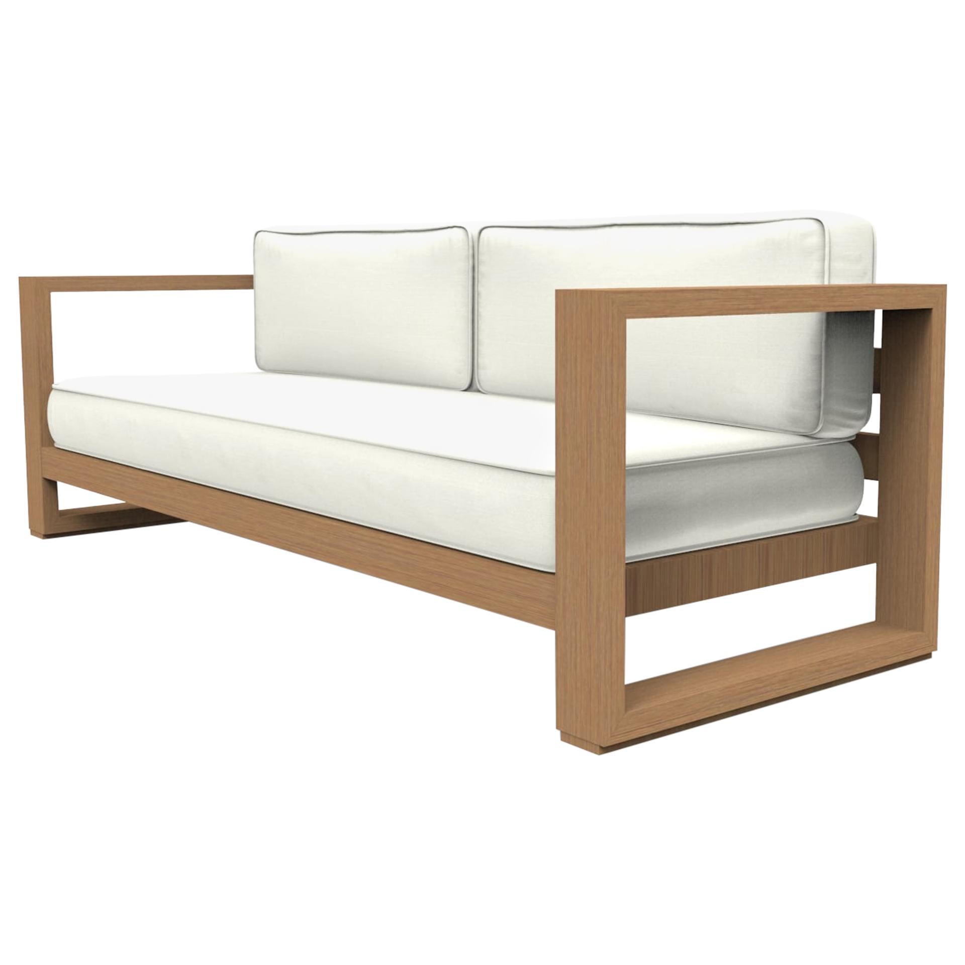 Brixton Teak Sofa 'Grade a' Wire Brushed Natural Wood, Canvas Natural For Sale