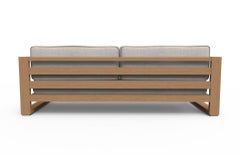 Brixton Teak Sofa 'Grade A' Wire Brushed Natural Wood, Cast Silver