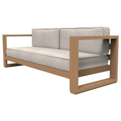 Brixton Teak Sofa 'Grade A' Wire Brushed Natural Wood, Cast Silver