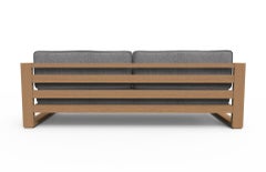 Brixton Teak Sofa 'Grade A': Wire Brushed Natural Wood, Cast Slate