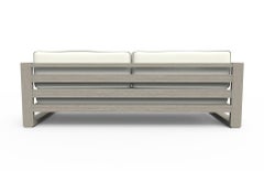 Brixton Teak Sofa 'Grade A': Wire Brushed Weathered Gray, Canvas Natural