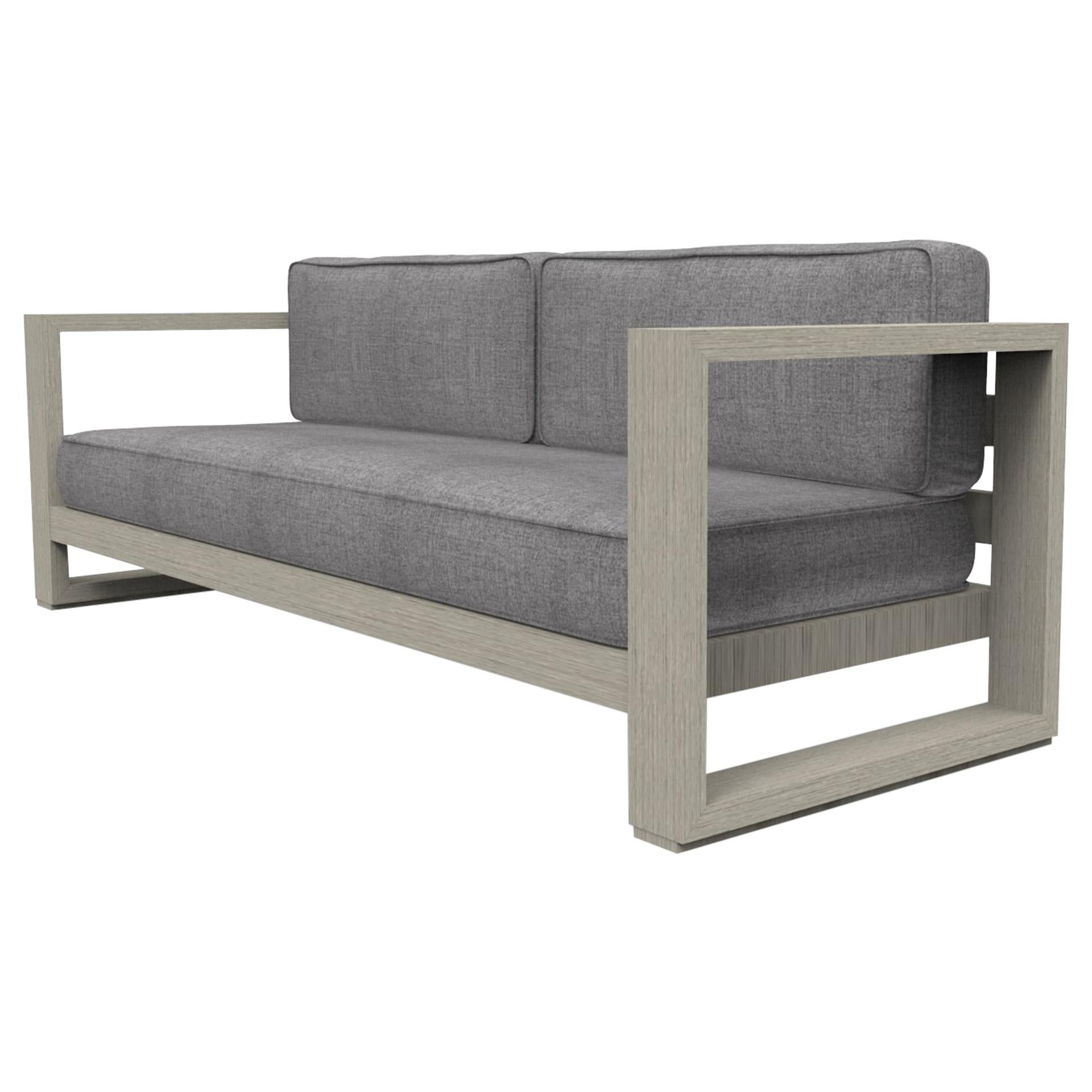 Brixton Teak Sofa 'Grade A': Wire Brushed Weathered Gray, Cast Slate For Sale