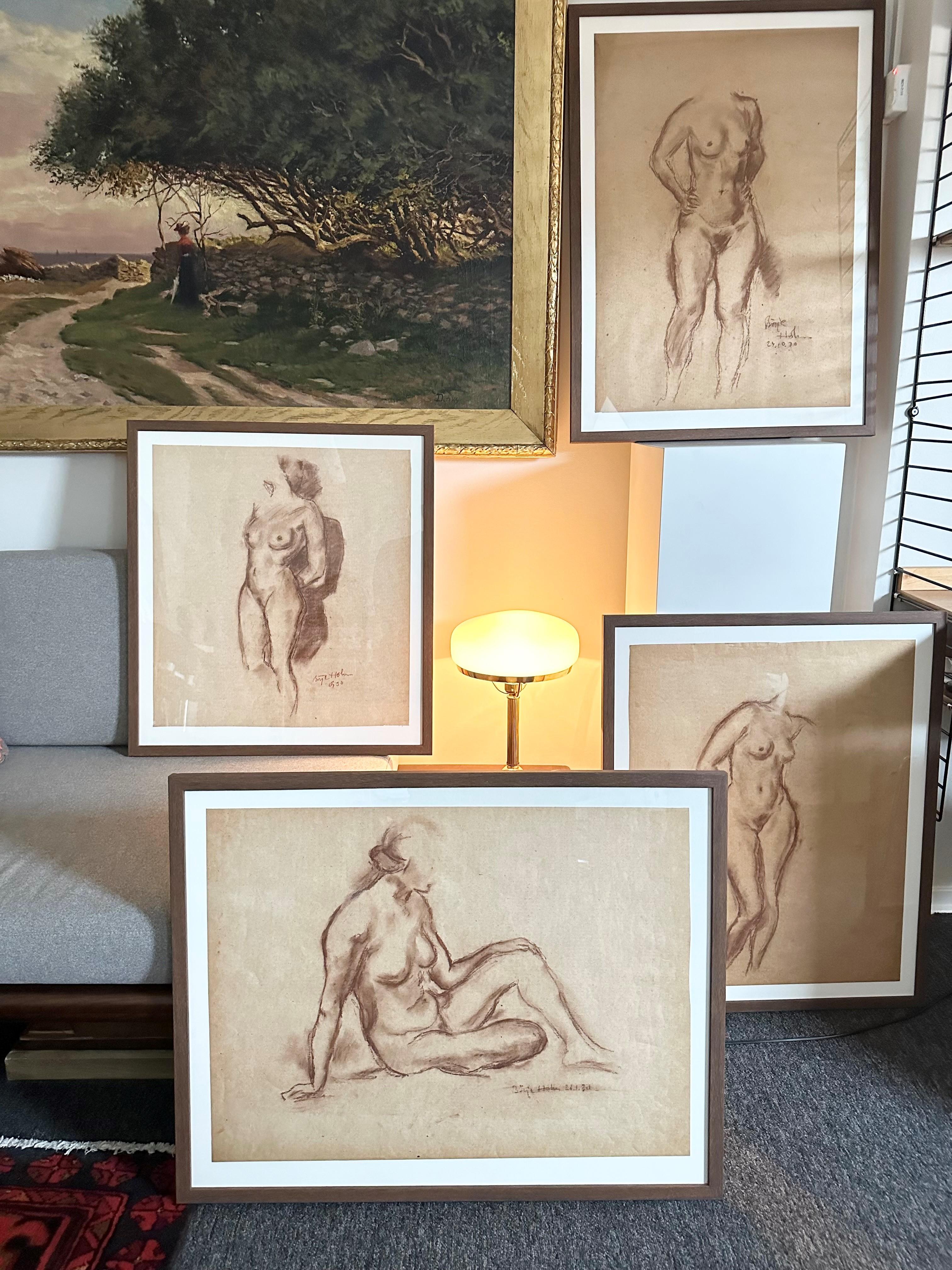 Naked model - Beige Nude Painting by Börje Holm