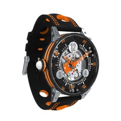BRM Stainless-Steel Anti-Shock Skeleton Automatic Watch for Men Golfers