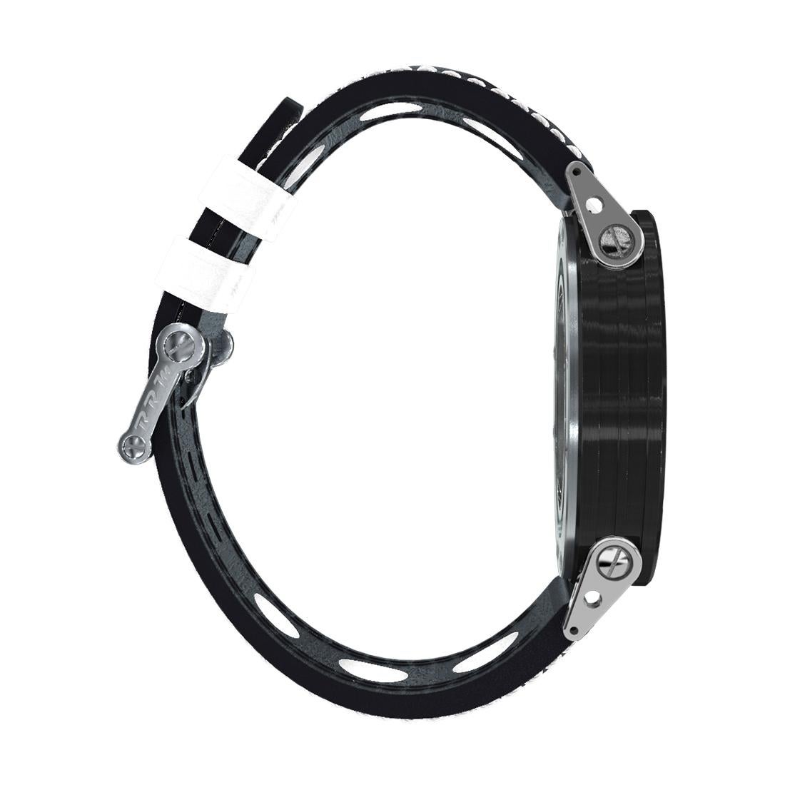 BRM Stainless Steel Black Automatic Racing Watch Black Leather Strap en vente 1