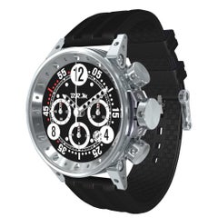 BRM Montre chronographe automatique de course avec cadran noir en acier inoxydable et sangle en caoutchouc