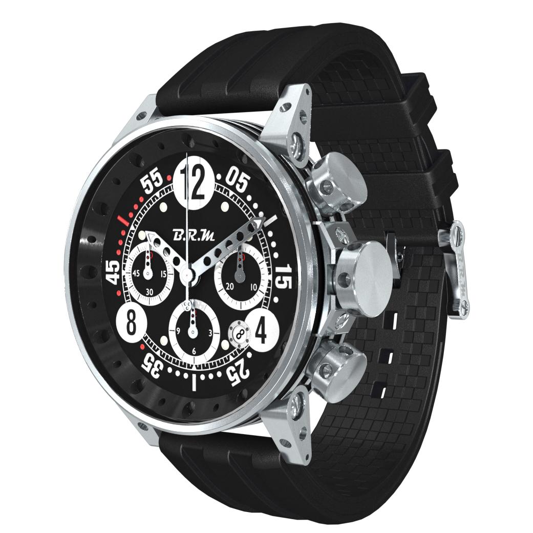 BRM Stainless Steel Black Luxury Racingautomatic Chronograph Rubber Strap For Sale