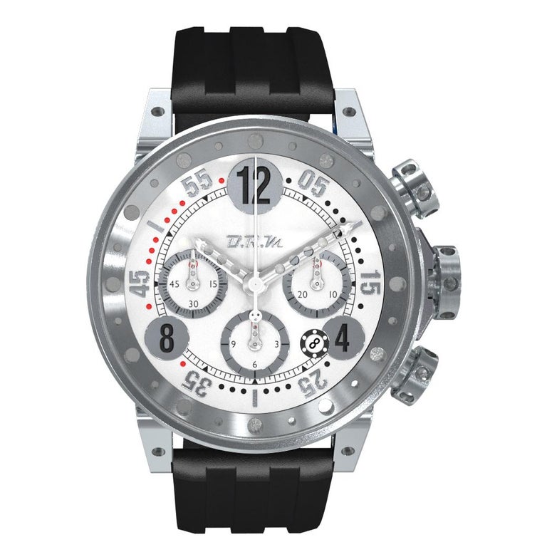 BRM Stainless Steel, White Dial, Racing Automatic Chronograph Rubber ...