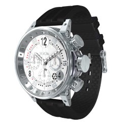 BRM Stainless Steel, White Dial, Racing Automatic Chronograph Rubber Strap