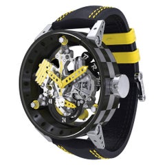 BRM Stainless Steel Yellow Automatic Watch with Engine-Design Movement
