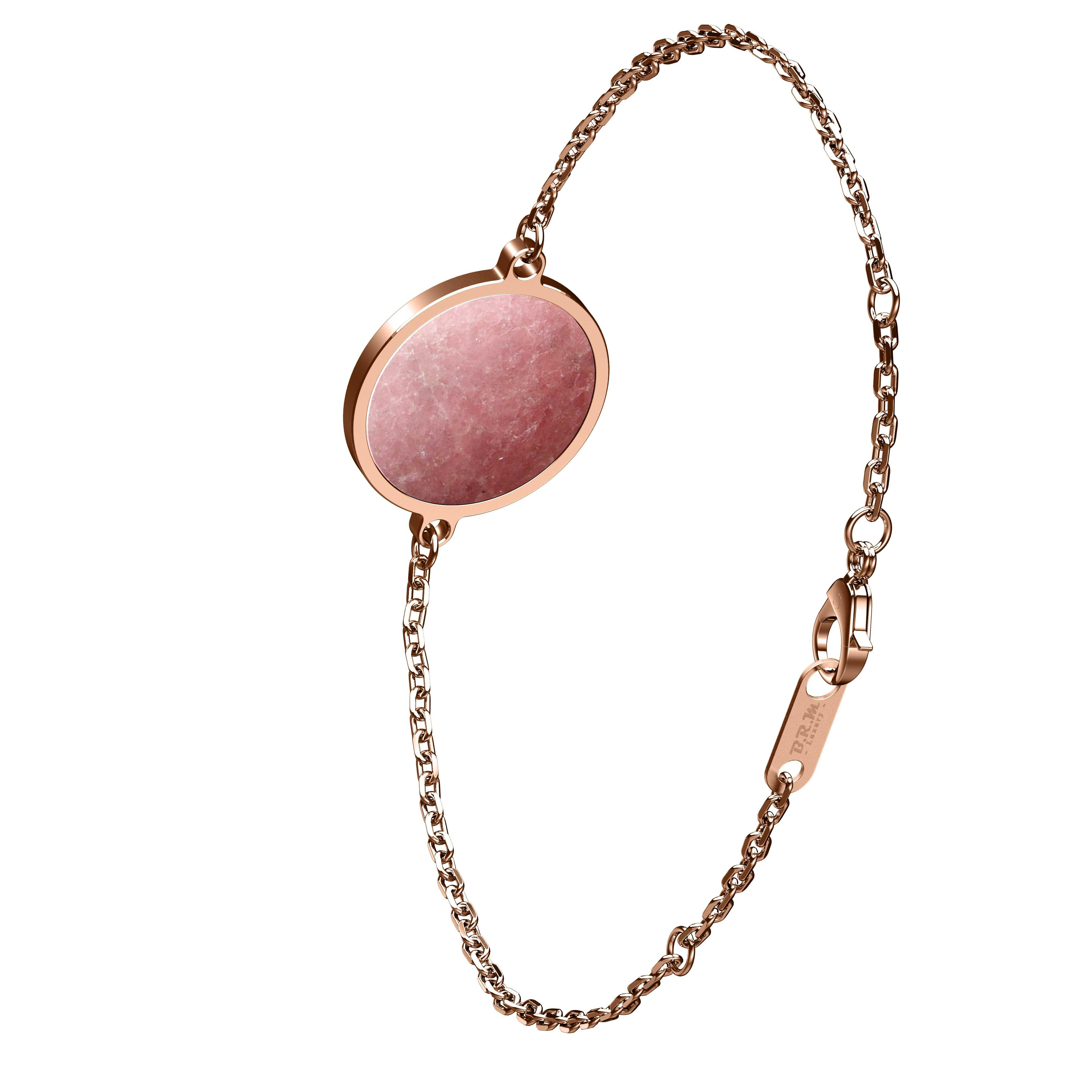 B.R.M Luxury Anneau bracelet 18 Carats rose gold, Diamonds and rhodonite stone
B.R.M Luxury’s third range of bracelets is called ANNEAU. A simple name for a potent symbol. Indeed, it has no beginning or end — no break in its continuity. Round as it