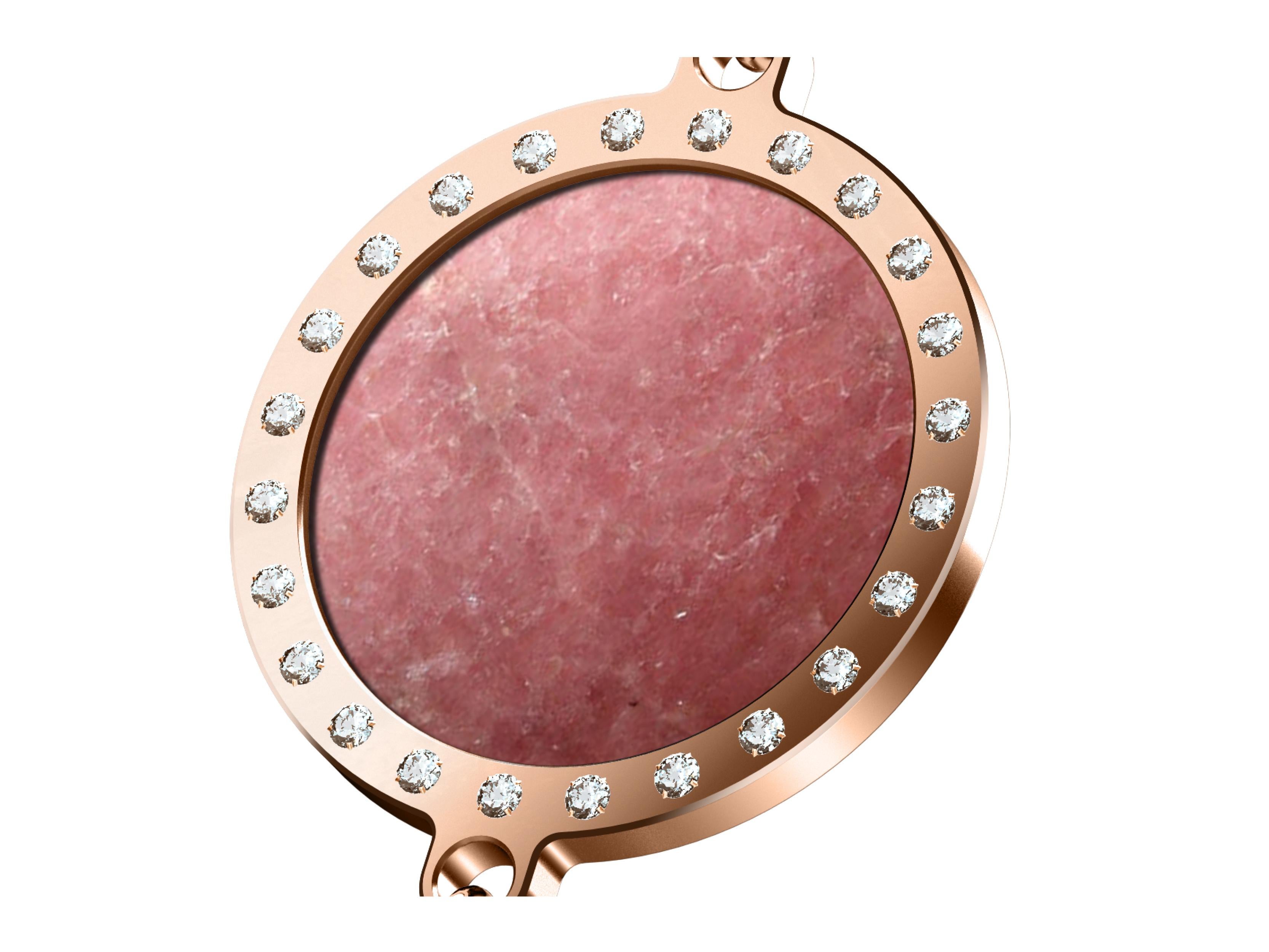 Moderne Bracelet Anneau Infinity en or rose 18 carats, diamants et rhodolite, certifié BRM en vente