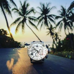 BRM Stainless Steel, White Dial, Racing Automatic Chronograph Rubber Strap