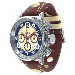 BRM Used-Look Stainless Steel Automatic Chronograph Burgundy Leather Strap
