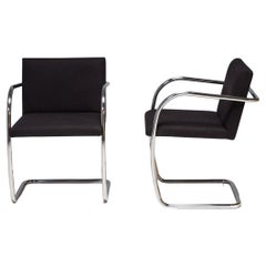 Brno Black Fabric Tubular Dining Chairs by Knoll, Set of 2