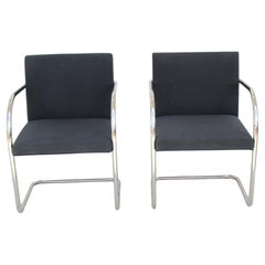 Brno Black Fabric Tubular Dining Chairs by Knoll, Set of 2