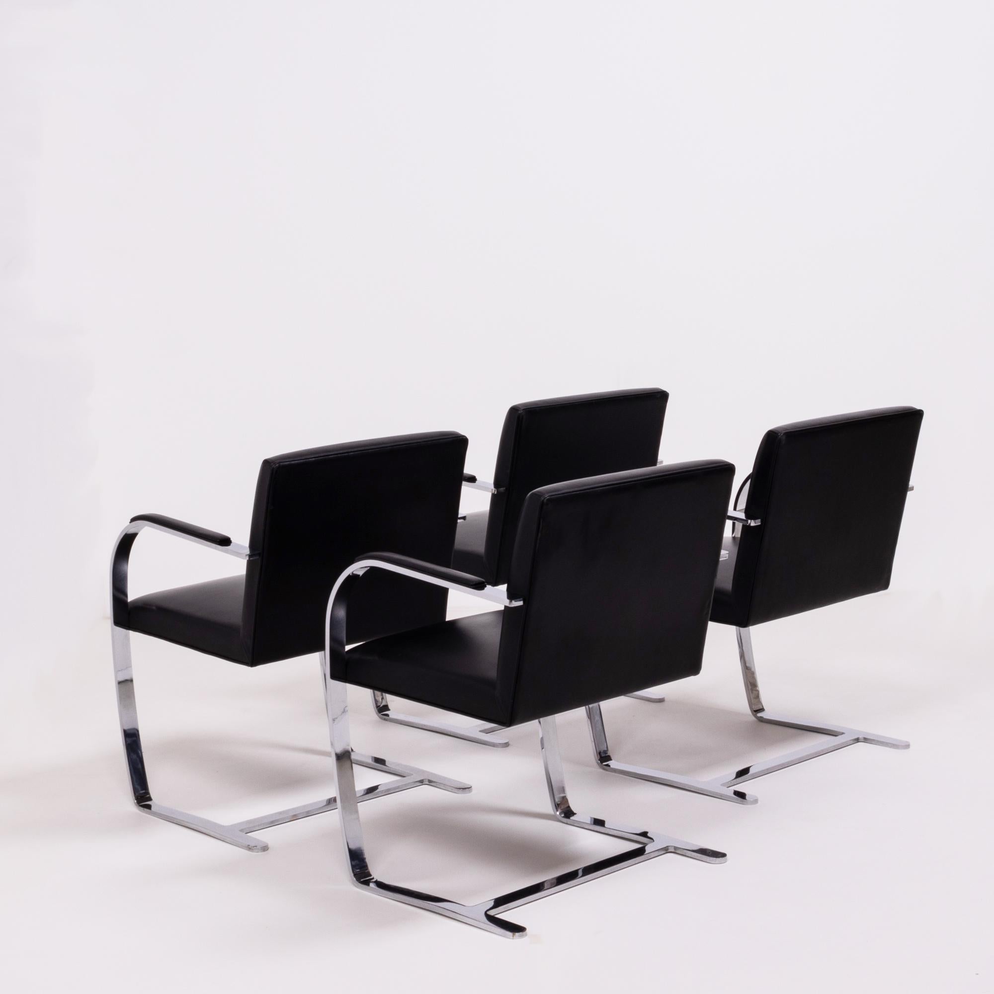 Italian Brno Black Flat Bar Chairs, Knoll, Set of 4