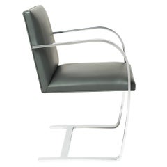 Brno Chair in Elephant Grey Leather by Mies van der Rohe for Knoll