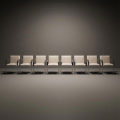 Brno Flat-Bar Chairs by Knoll in Ivory Wool & Stainless Steel, Set of 8