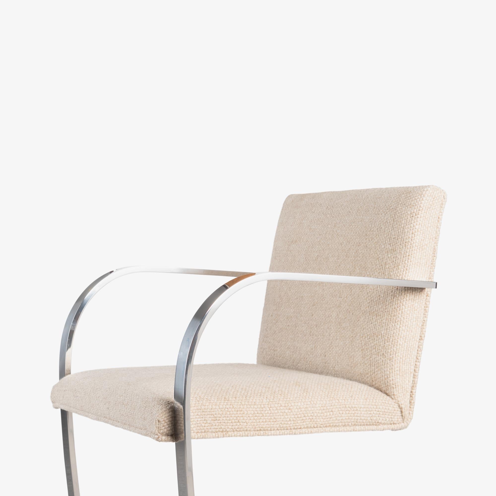 Sedie Brno Flat-Bar di Knoll in lana originale avorio e acciaio inossidabile, set da 8 in vendita 5