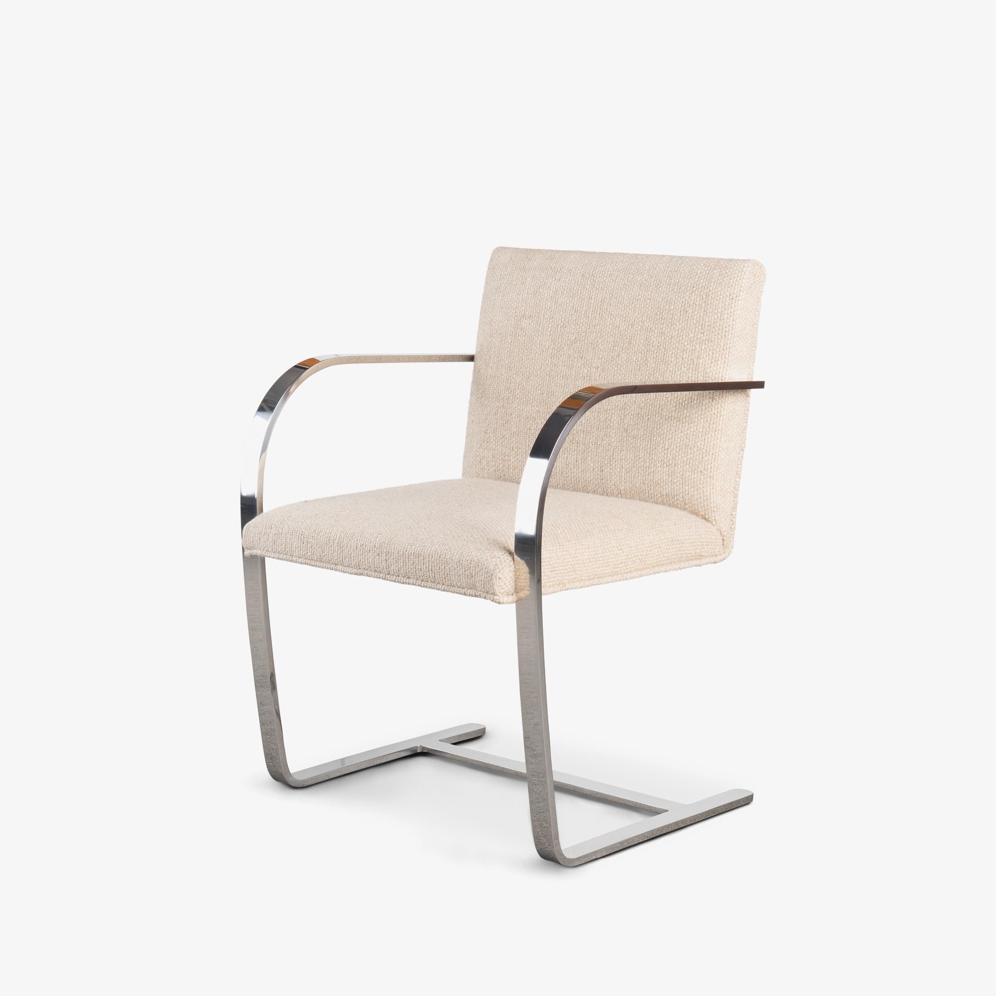 Bauhaus Sedie Brno Flat-Bar di Knoll in lana originale avorio e acciaio inossidabile, set da 8 in vendita