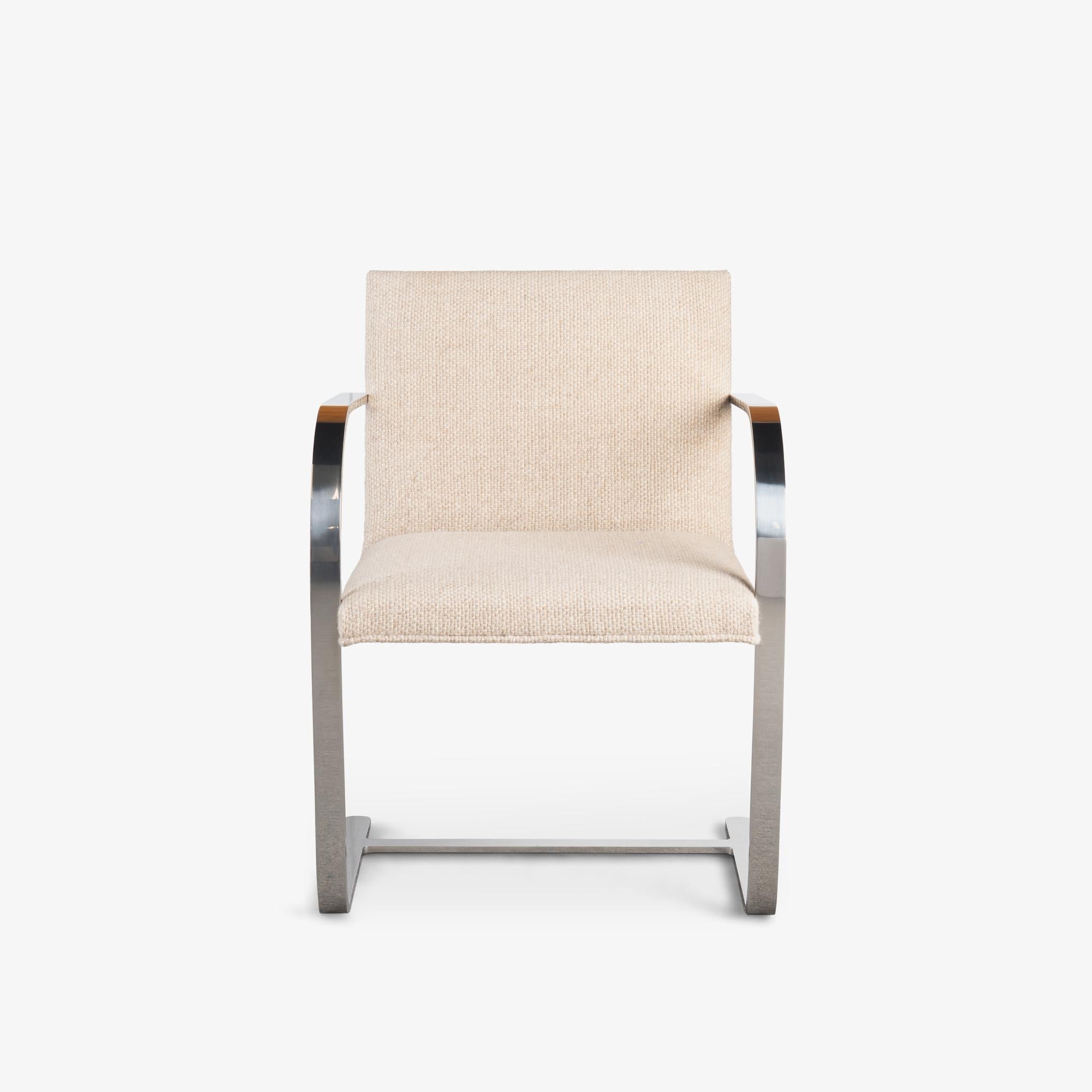 Americano Sedie Brno Flat-Bar di Knoll in lana originale avorio e acciaio inossidabile, set da 8 in vendita
