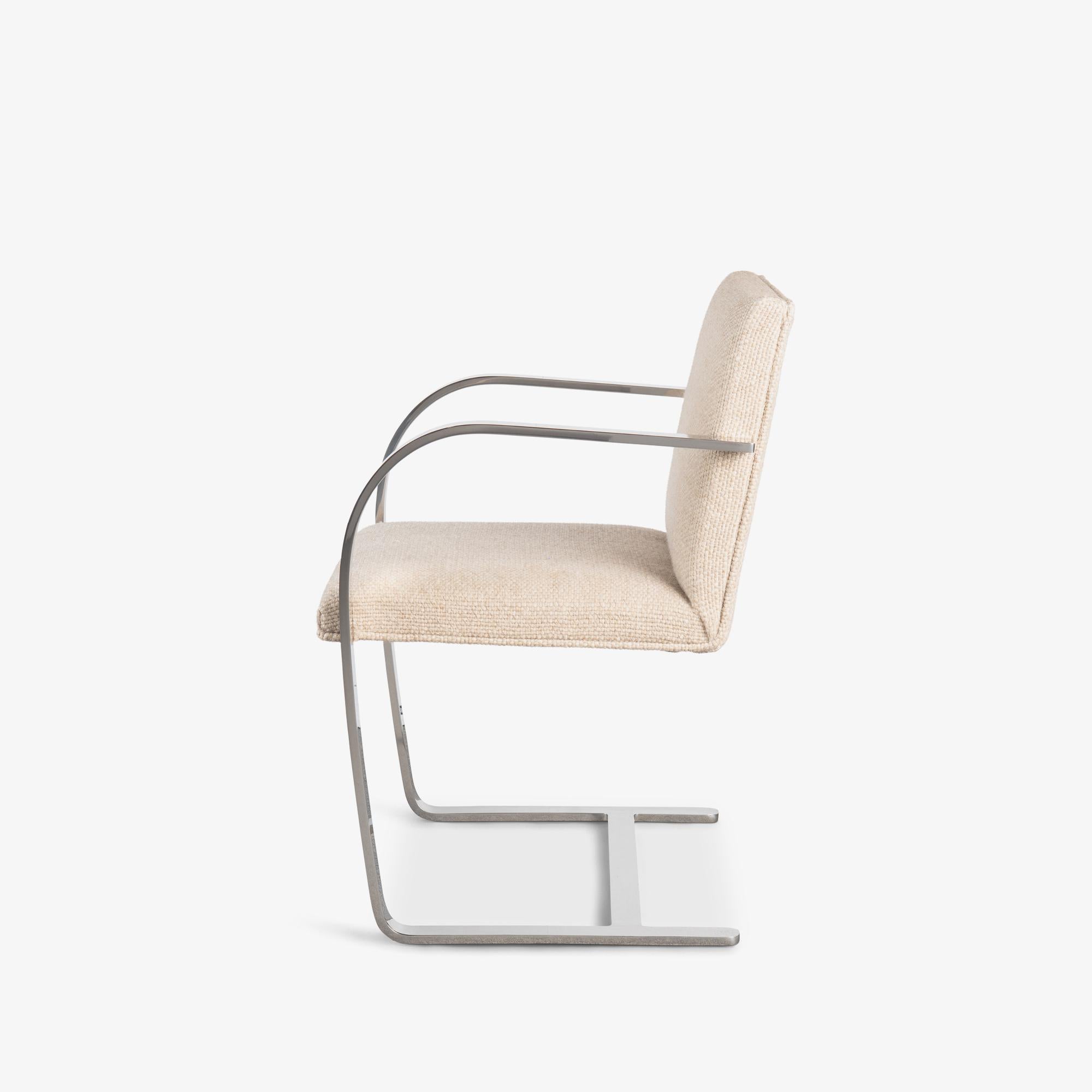 Sedie Brno Flat-Bar di Knoll in lana originale avorio e acciaio inossidabile, set da 8 In condizioni buone in vendita a Stamford, CT