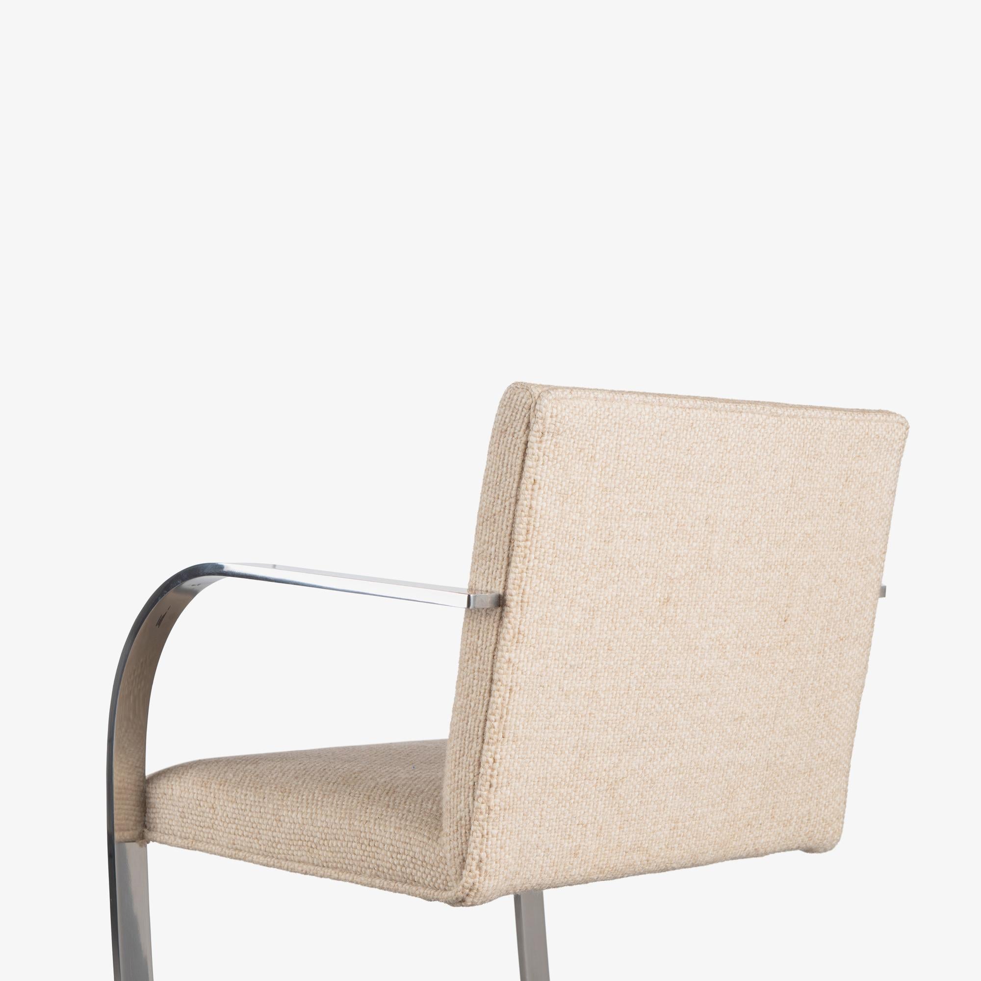 Metallo Sedie Brno Flat-Bar di Knoll in lana originale avorio e acciaio inossidabile, set da 8 in vendita