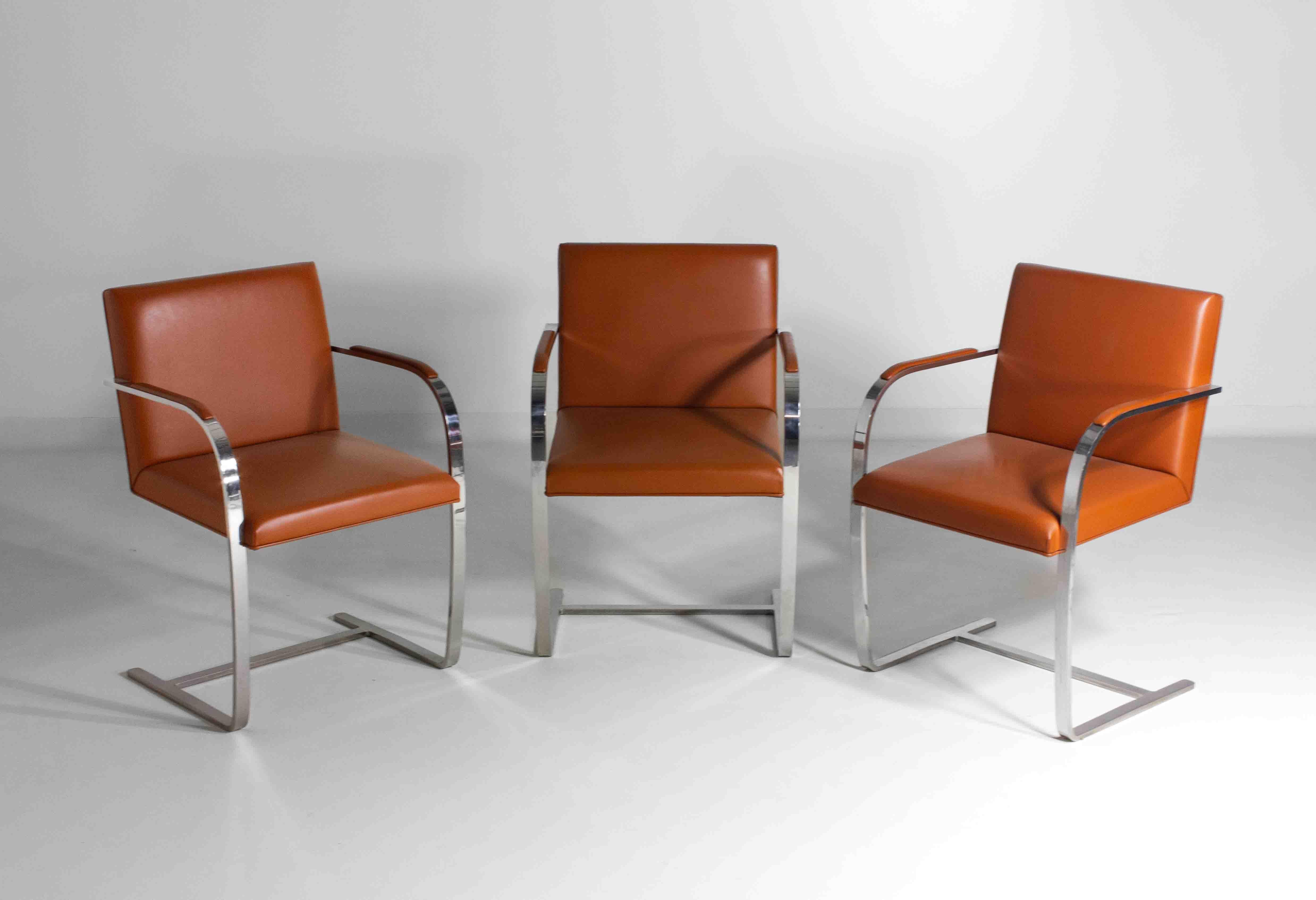 The Brno Chair was designed by Ludwig Mies van der Rohe in 1930 for the renowned Tugendhat House in Brno, Czech Republic. This cantilevered chair, created in collaboration with Lilly Reich, reflects Mies’ minimalist design philosophy, emphasizing