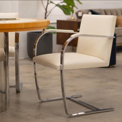 Brno Flat-Bar Chairs in Ivory Leather by Mies van der Rohe for Knoll, Set of 4